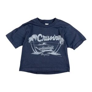 Vtg Cruisin Daytona T Shirt Mens Small Navy 1988 Shirt Shack Healthknit Cropped